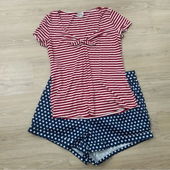 Unique vintage 4th of July outfit women’s size 2X 18 top and shorts - Picture 1 of 6